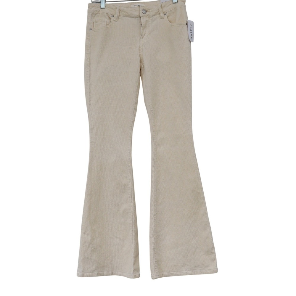 PacSun Cassandra‎ Low Rise Flare Corduroy women Pants Beige Size 27 NWT
